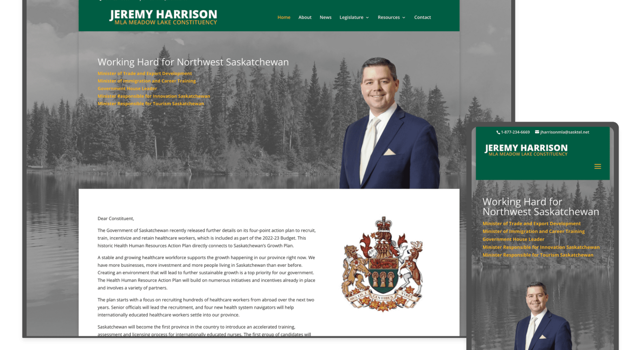 Jeremy Harrison MLA in Meadow Lake, Saskatchewan